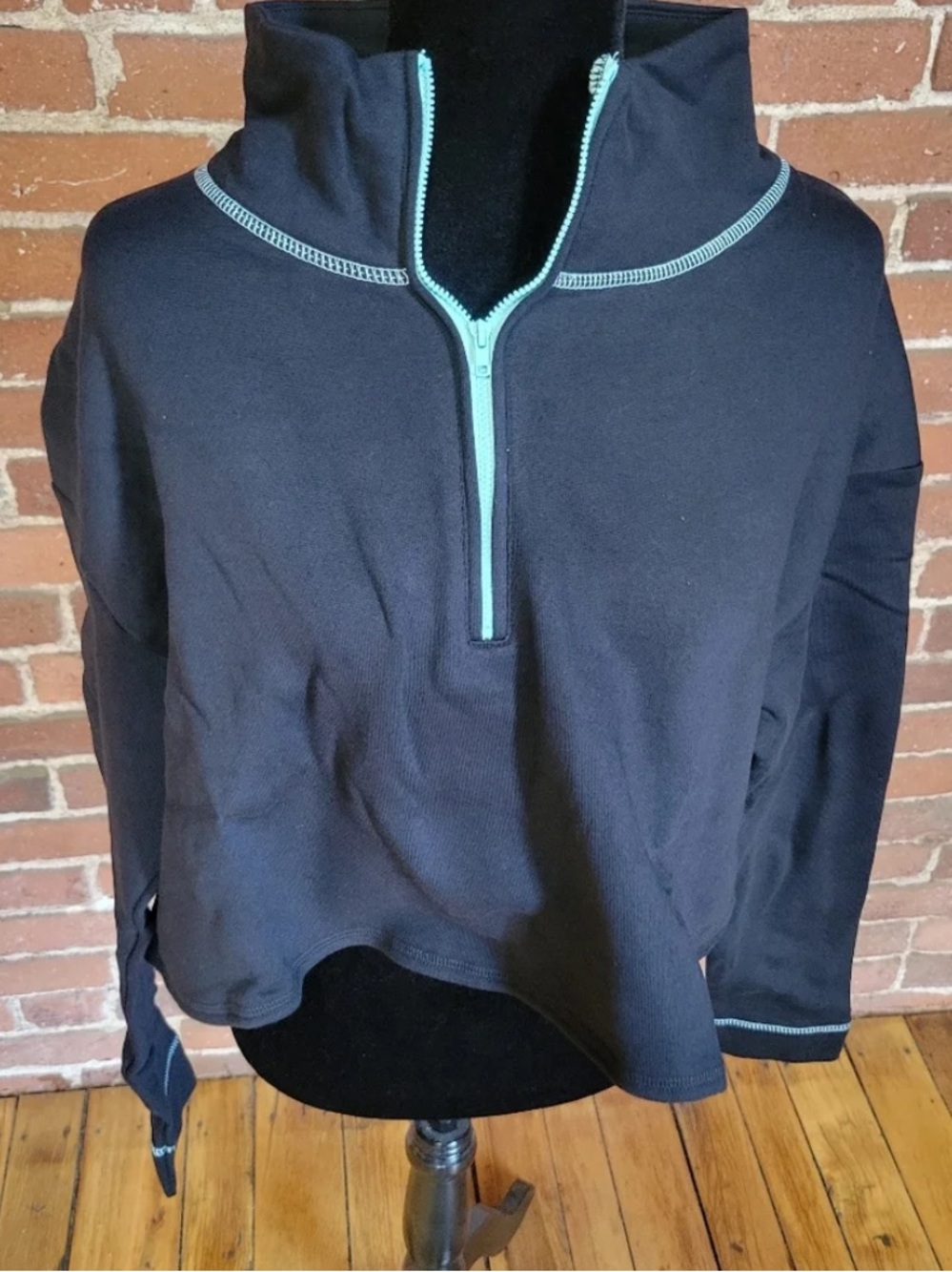 Wild Fable Cropped Black Quarter-Zip Women's Sweater